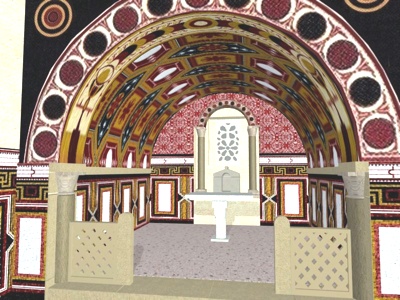 Imposta escalonada bajo la bóveda del santuario en la Capilla de San Miguel de la Cámara Santa de la Catedral de Oviedo.