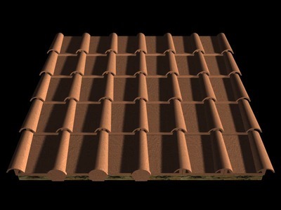 Estructura de un tejado de tégula romana.