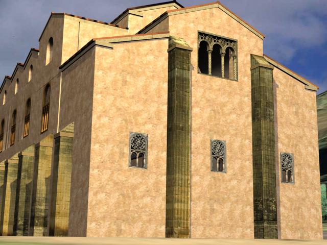 Reconstrucción de San Miguel de Liño. Vista de la cabecera.
