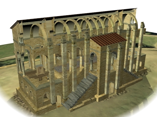 Corte mostrando la estructura de las bóvedas y el sistema del contrarresto de empujes.