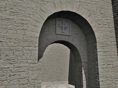 «Signum Salutis» sobre la puerta del Real Alcázar de Oviedo.
