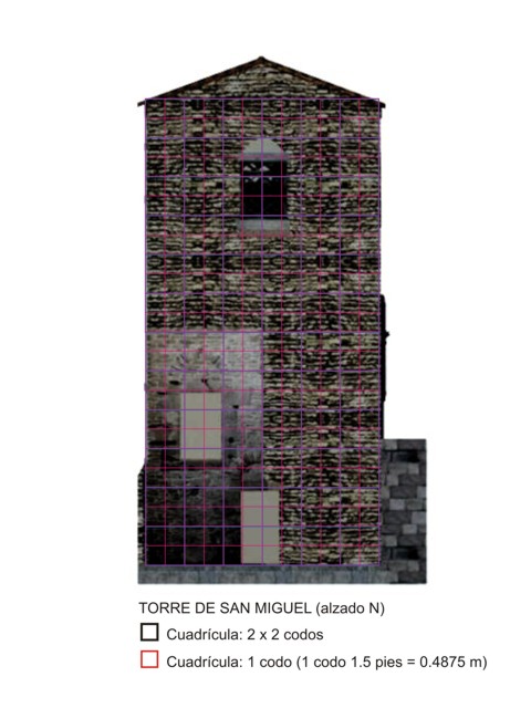 Torre de San Miguel, alzado N. Modulación en codos.